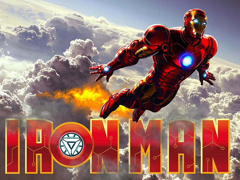 Iron man, robert downey jr, mavel, avangers, movie, superhero, clouds, HD wallpaper