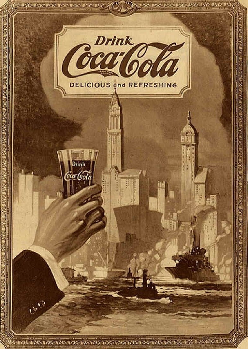 vintage, brown, city, cocacola, drink, pattern, HD phone wallpaper