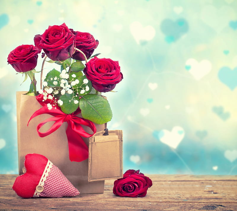 Valentines Day, gift romance, romantic, roses, stunning, HD wallpaper