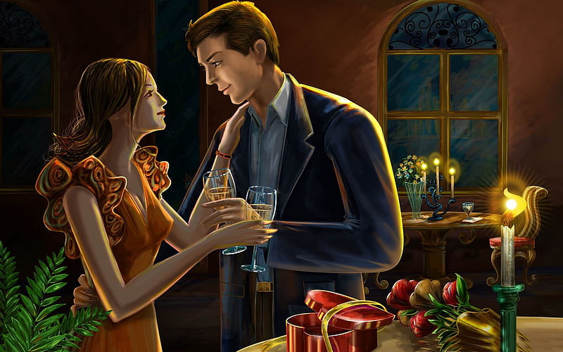 romantic dinner-Happy Valentines Day theme, HD wallpaper