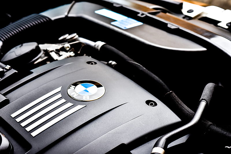 black BMW vehicle engine, HD wallpaper