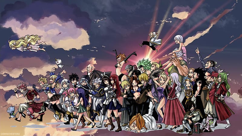 Anime, Fairy Tail, Lucy Heartfilia, Natsu Dragneel, Erza Scarlet, Gray Fullbuster, Happy (Fairy Tail), Juvia Lockser, Mirajane Strauss, Levy Mcgarden, Mavis Vermilion, Cana Alberona, Elfman Strauss, Makarov Dreyar, Plue (Fairy Tail), Gajeel Redfox, Wendy Marvell, Lisanna Strauss, Bickslow (Fairy Tail), Evergreen (Fairy Tail), d Justine, Laxus Dreyar, Sting Eucliffe, Bacchus Groh, Chelia Blendy, Lector (Fairy Tail), Orga Nanagear, Lyon Vastia, Rogue Cheney, Rufus Lore, Yukino Aguria, Frosch (Fairy Tail), Ichiya Vandalay Kotobuki, Jenny Realight, Jura Neekis, Kagura Mikazuchi, Millianna (Fairy Tail), Ren Akatsuki, Eve Tearm, Hibiki Lates, HD wallpaper