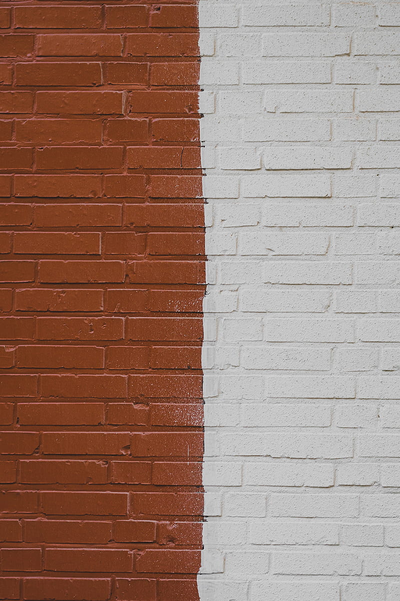 wall, brick, paint, brown, white, HD phone wallpaper
