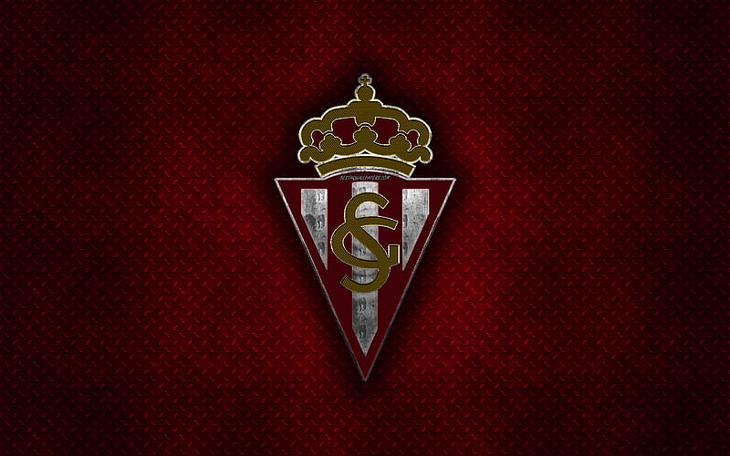 Real Sporting de Gijon, Gijon FC, Spanish football club, red metal texture, metal logo, emblem, Gijon, Spain, La Liga 2, creative art, LaLiga2, football, HD wallpaper