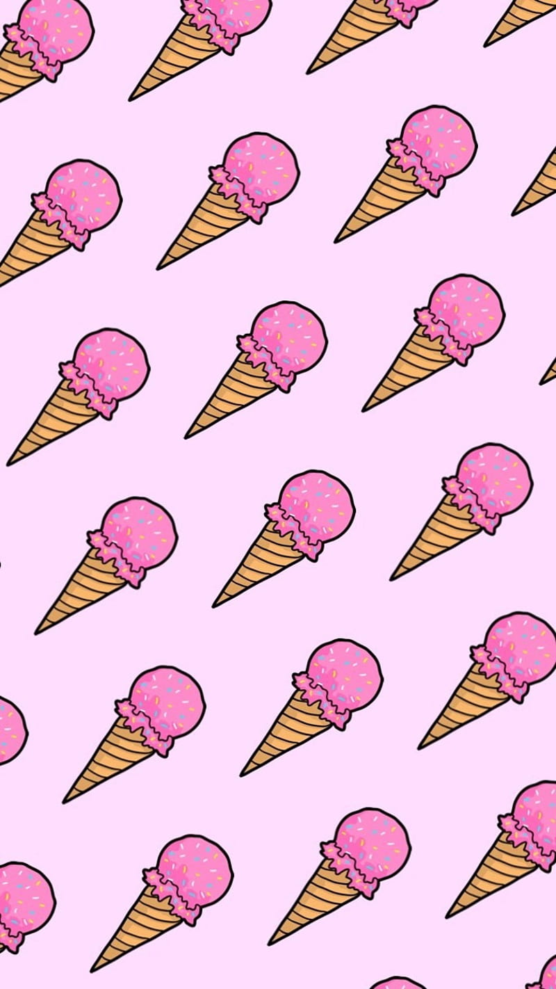 Ice Cream cones, cute, ice cream, pattern, pink, sprinkles, HD phone wallpaper
