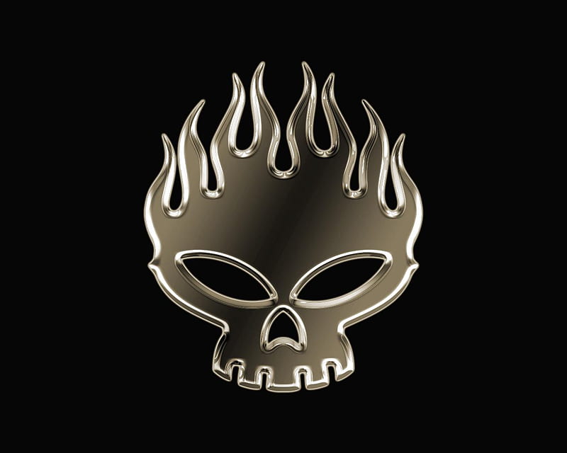 The Offspring Logo (Gold), logo, music, band, black, the offspring, skull, punk, HD wallpaper
