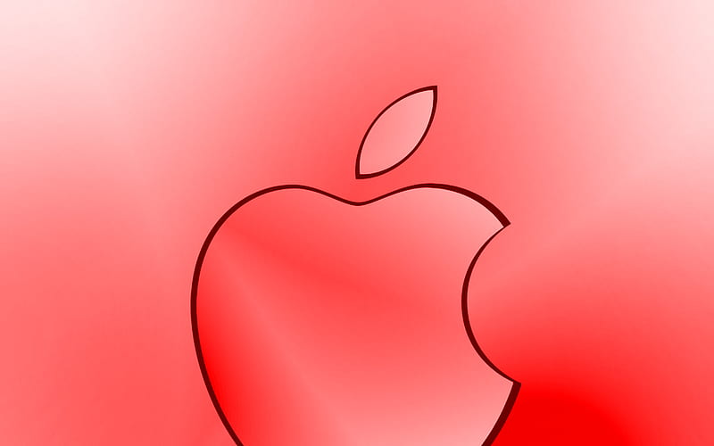 Apple red logo, creative, red blurred background, minimal, Apple logo, artwork, Apple, HD wallpaper
