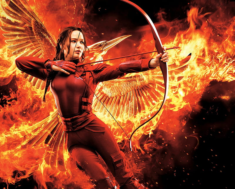 the huger games, fire, jeniffer lawernce, m3zab, mockingjay, HD wallpaper