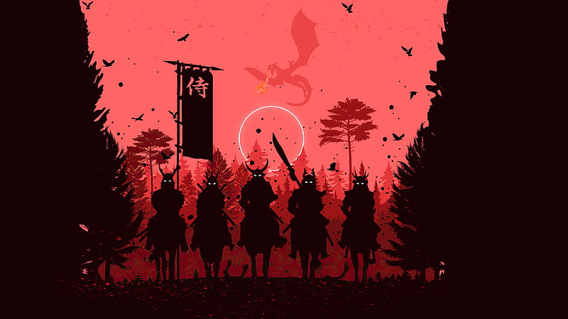 Fantasy Samurai Minimal, HD wallpaper