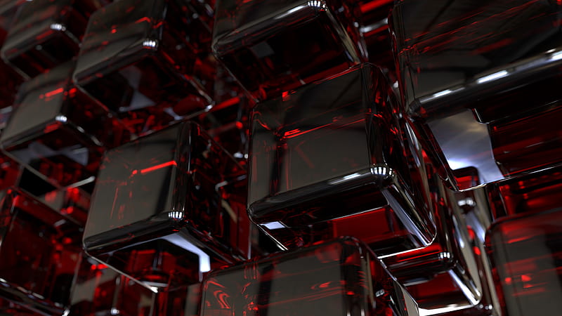 cgi cubes, shiny, glowing, dark, 3D, HD wallpaper