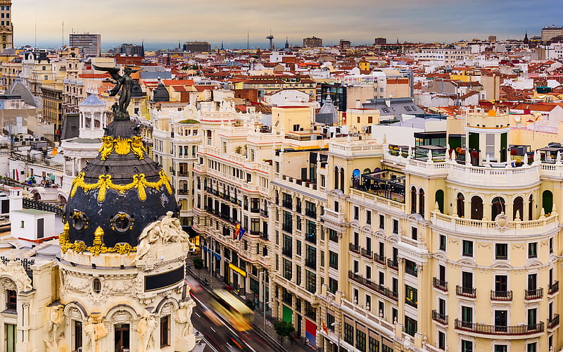 Madrid old town, beautiful city, Spain, HD wallpaper