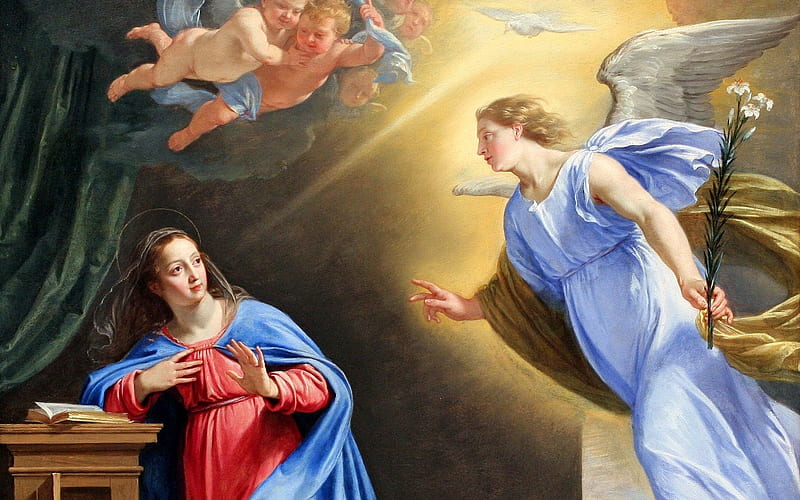 Annunciation, Virgin, Gabriel, Archangel, Mary, HD wallpaper