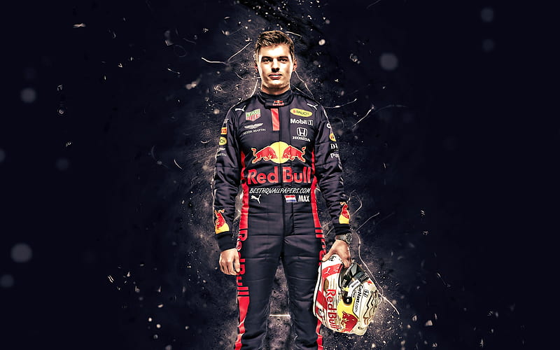Max Verstappen, 2020 Aston Martin Red Bull Racing, dutch racing drivers, Formula 1, Max Emilian Verstappen, gray neon lights, F1 2020, HD wallpaper