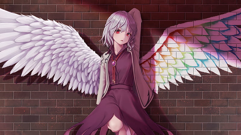 Anime Touhou Sagume Kishin Wings, touhou, anime-girl, anime, artist, artwork, digital-art, wings, HD wallpaper