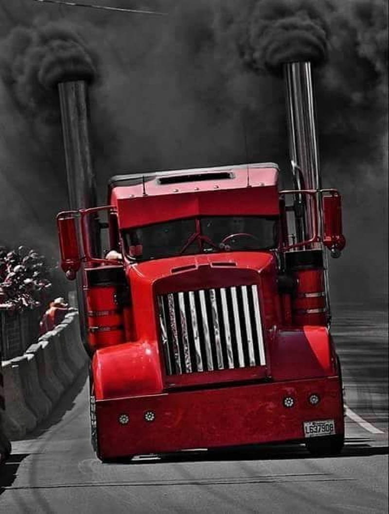 High torque coal, auto, beauty, black and red, diesel turbo, gorgeous cherry red, locksmith, muscle, power hauling, rolling coal, transport truck, HD phone wallpaper
