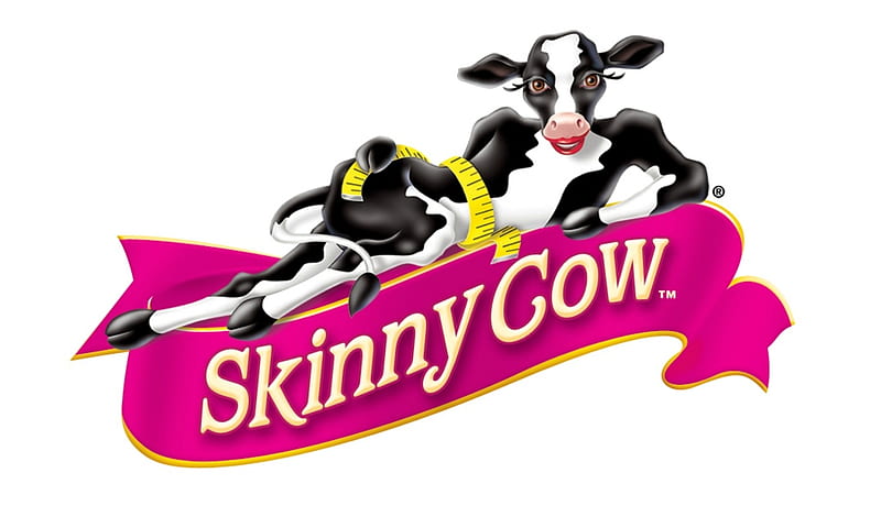 Funny ce cream logo, cow, logo, black, vaca, skinny cow, funny, pink, animal, HD wallpaper