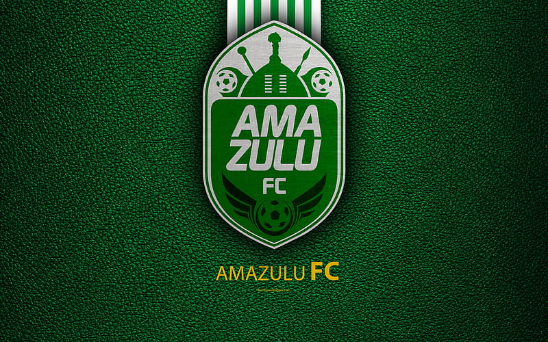 AmaZulu FC logo, South African Football Club, leather texture, green white lines, emblem, Premier Soccer League, PSL, Durban, South Africa, football, HD wallpaper