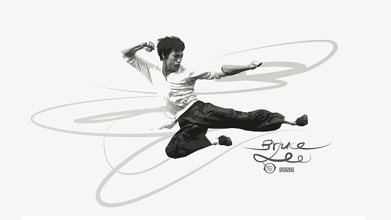 Jump, Celebrity, Black & White, Bruce Lee, Kung Fu, HD wallpaper | Peakpx