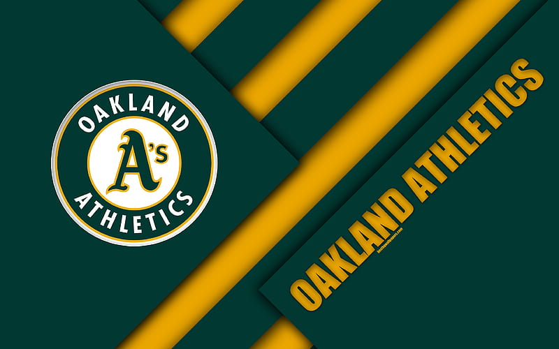 Oakland Athletics, MLB green yellow abstraction, logo, material design, American baseball club, Auckland, California, USA, Major League Baseball, American League, HD wallpaper