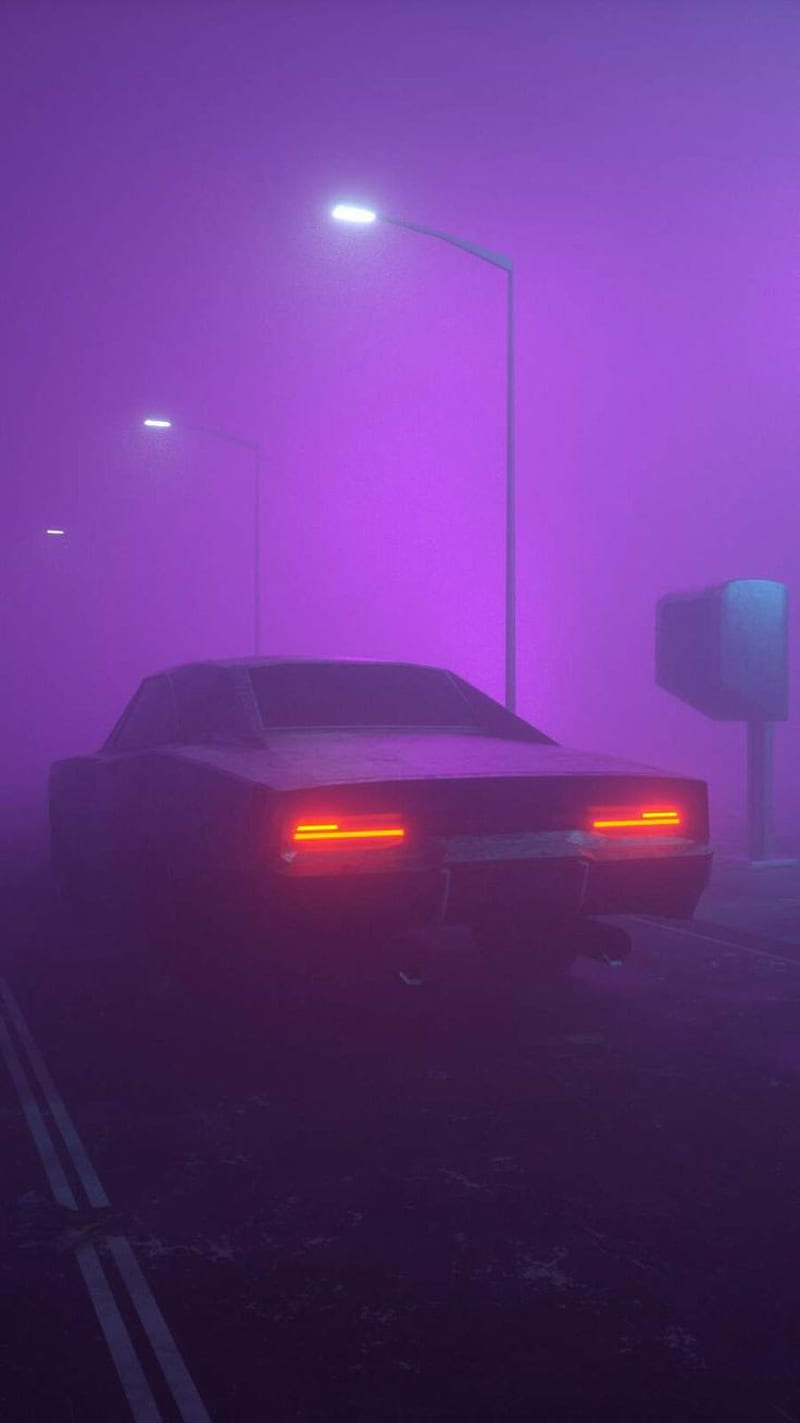 Car, aesthetic, car aesthetic, car purple, night, piterest, purple, purple car, smoke, HD phone wallpaper