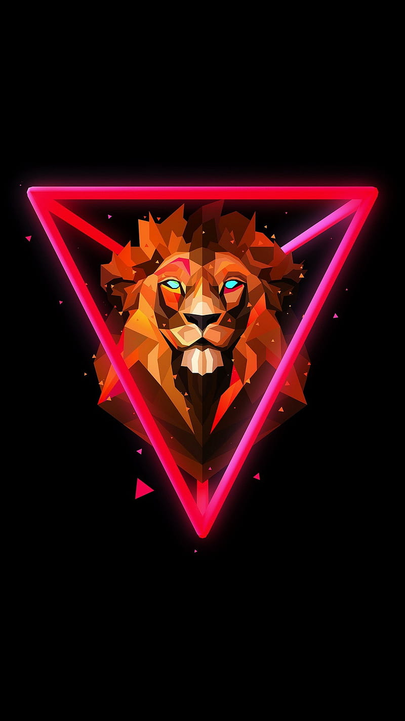 Super Lion, 7itech, strange, theme, triangle, HD phone wallpaper
