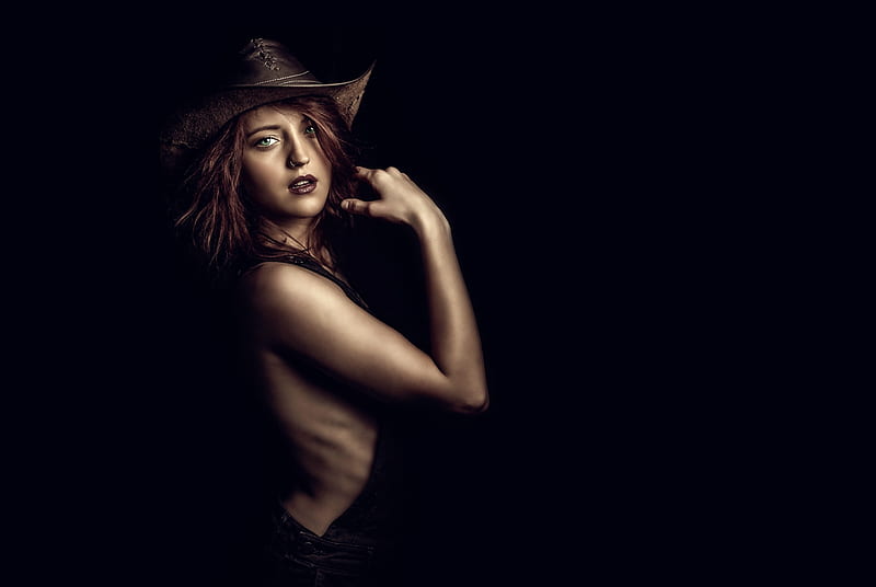 Essence Of Cowgirl . ., female, models, hats, cowgirl, women, brunettes, portrait, western, style, HD wallpaper