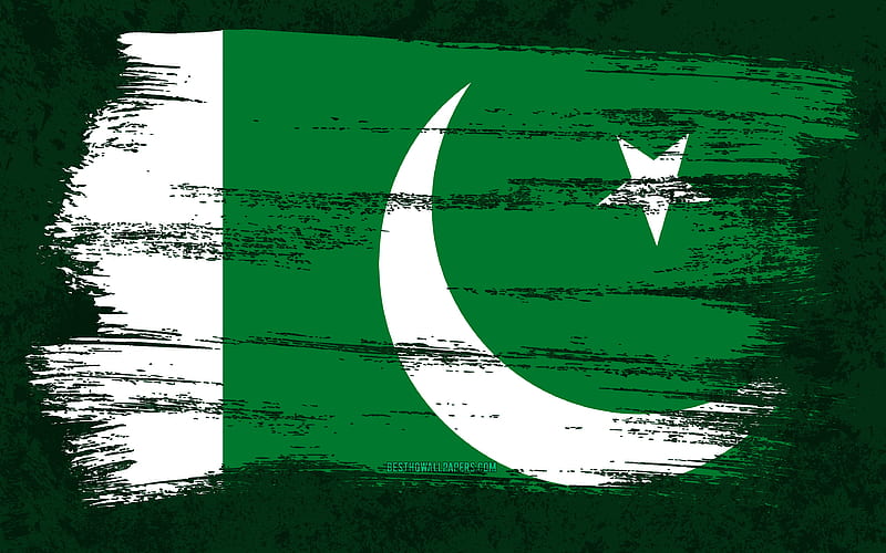 Flag of Pakistan, grunge flags, Asian countries, national symbols, brush stroke, Pakistani flag, grunge art, Pakistan flag, Asia, Pakistan, HD wallpaper