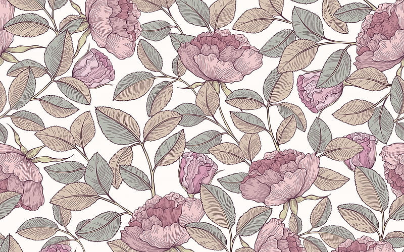 Texture, peony, pattern, flower, paper, white, pink, HD wallpaper