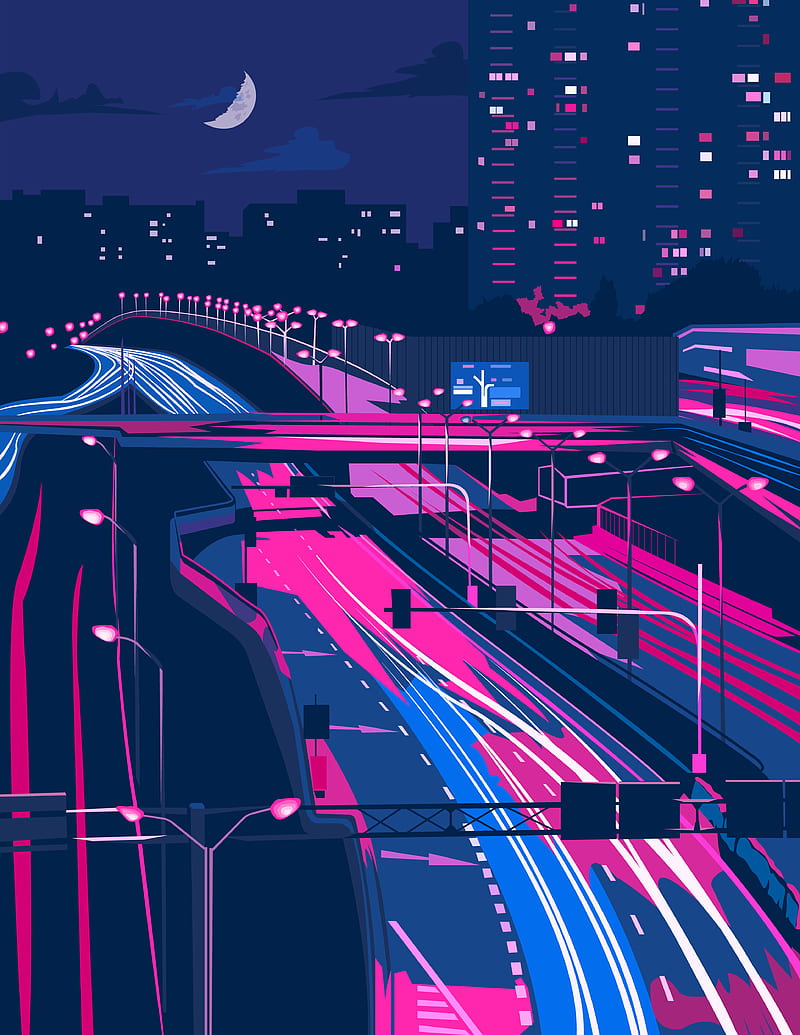 Illustration Antographics Colorful Purple Neon Glowing Cityscape Architecture Hd Phone Wallpaper Peakpx