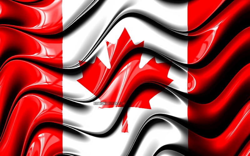 Canadian flag North America, national symbols, Flag of Canada, 3D art, Canada, North American countries, Canada 3D flag, HD wallpaper