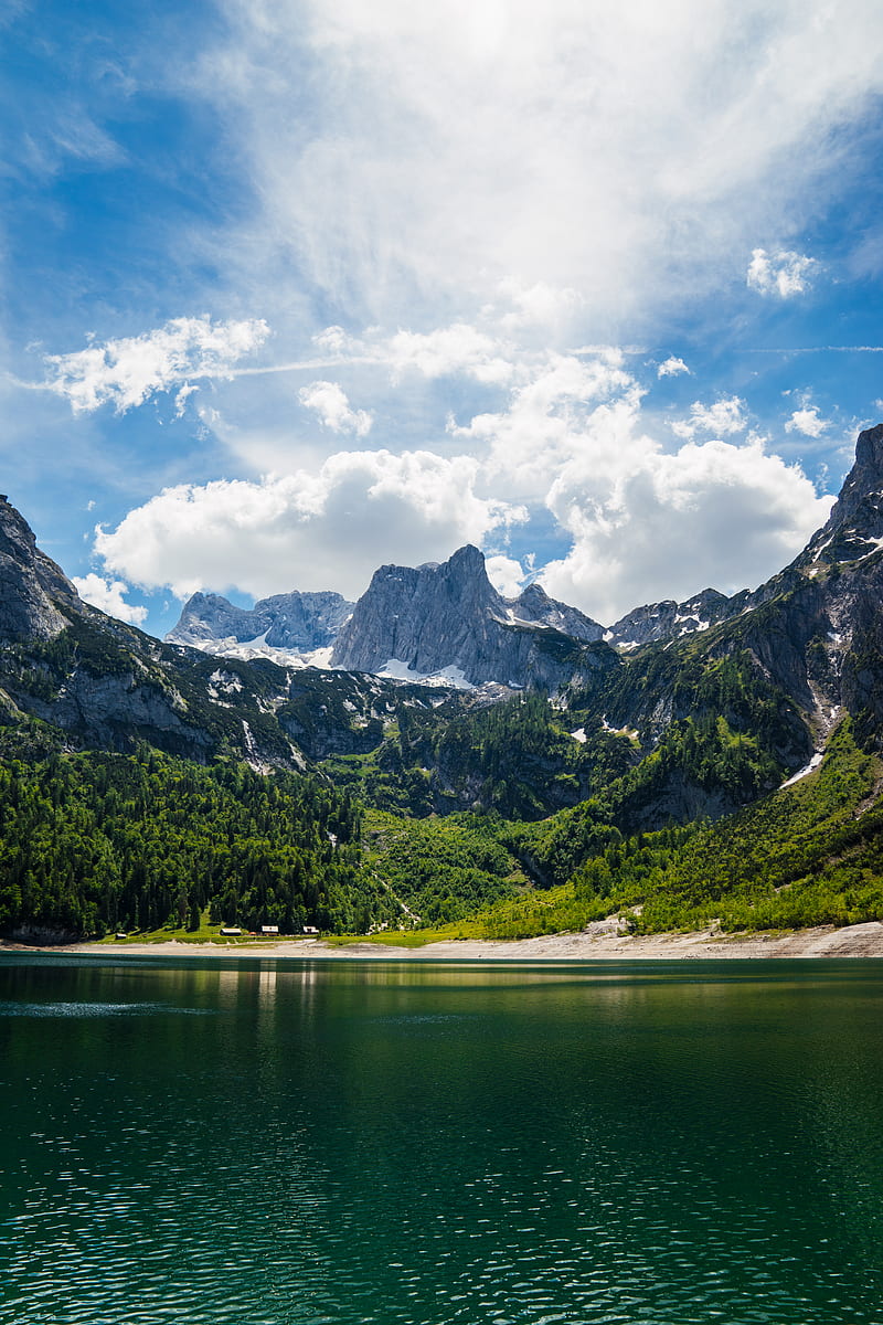 lake, mountains, rocks, forest, HD phone wallpaper
