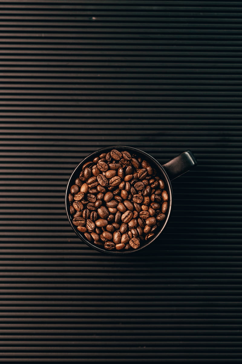 coffee beans, grains, coffee, cup, lines, HD phone wallpaper