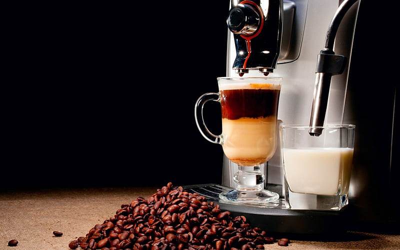 ESPRESSO & MACHINE, Brown, Milk, tech, cchocolate, la maquina, cappuccino, steam, coffee, mech, cup, espresso, HD wallpaper