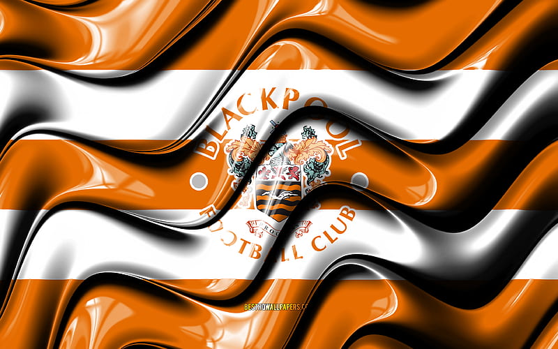 Blackpool FC flag, , orange and white 3D waves, EFL Championship, english football club, football, Blackpool FC logo, Blackpool FC, soccer, FC Blackpool, HD wallpaper