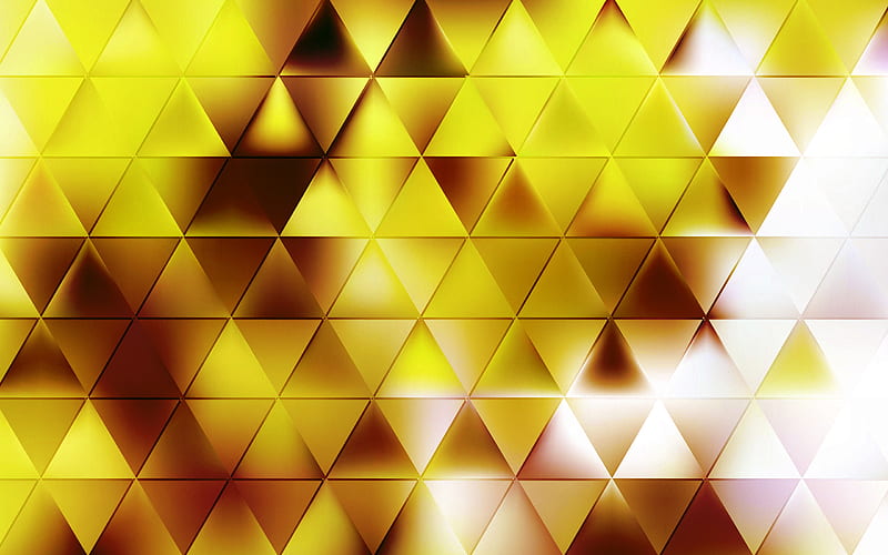 golden triangle background, abstract golden backgrounds, creative background, geometric backgrounds, HD wallpaper