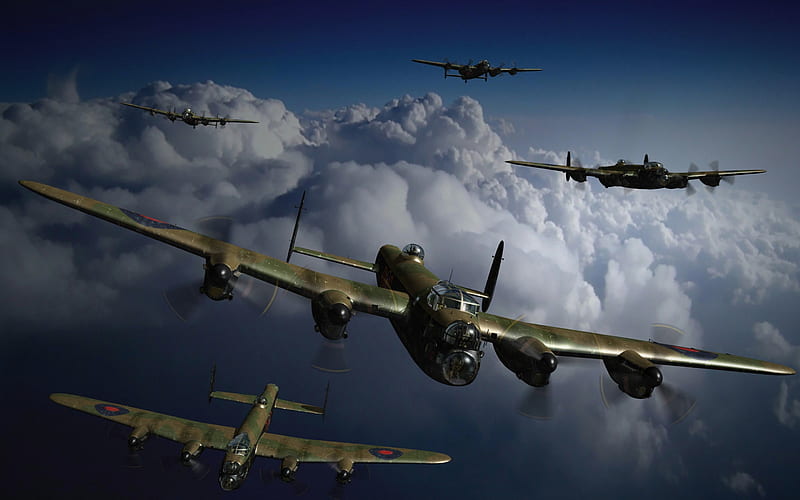 Avro Lancaster, British heavy bomber, Royal Air Force, Great Britain, World War II, military aircraft, HD wallpaper