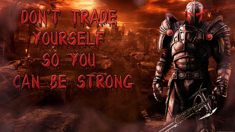 Be yourself, trade, sfx, hell, yourself, cool, the end, dark, strong, templar, great, hop, smoke, sword, knight, HD wallpaper