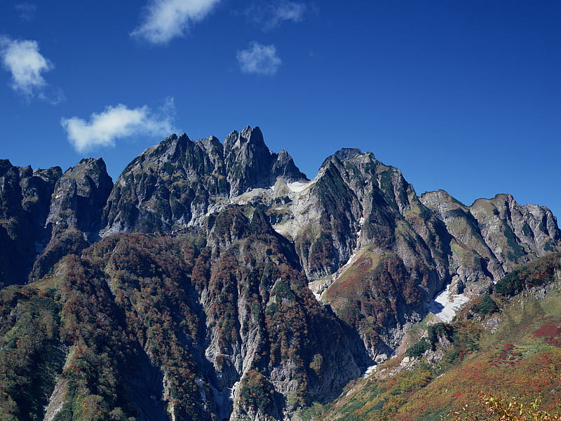 Rocky ridges, mountain, ridges, stone, rocky, peaks, sky, blue, HD wallpaper