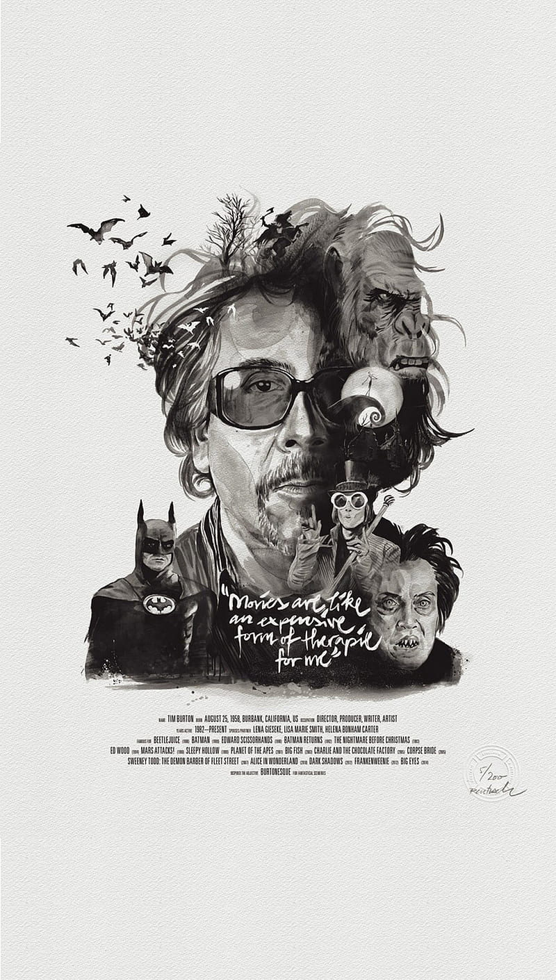 Tim Burton, art, burton, director, illustration, movies, wonka, HD phone wallpaper