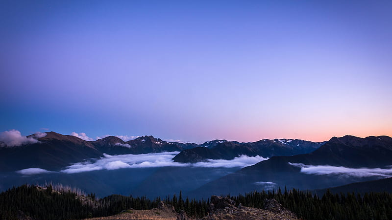 olympic national park, clear sky, clouds, washington, Landscape, HD wallpaper