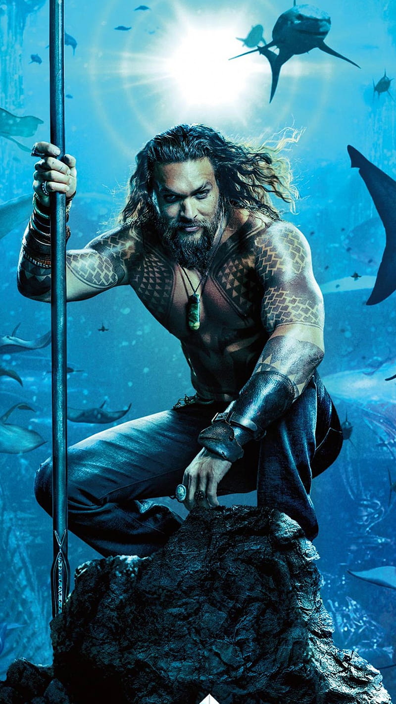 Aquaman , poster, jason momoa, fantasy, movie, hollywood, underwater, HD phone wallpaper