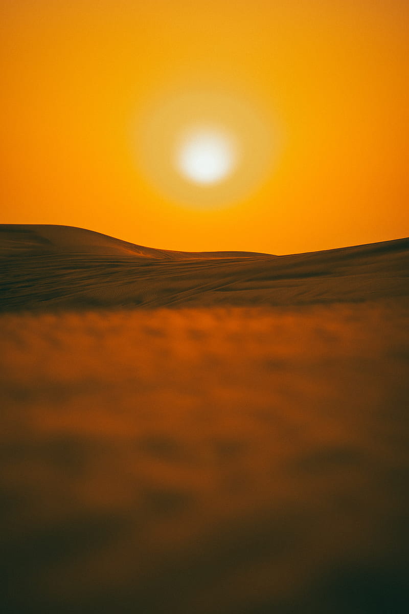 sunset, desert, hills, sun, dusk, HD phone wallpaper