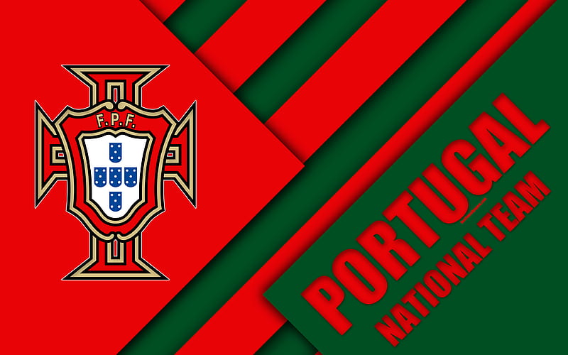 Portugal national football team emblem, material design, red green abstraction, Portuguese Football Federation, logo, football, Portugal, coat of arms, HD wallpaper