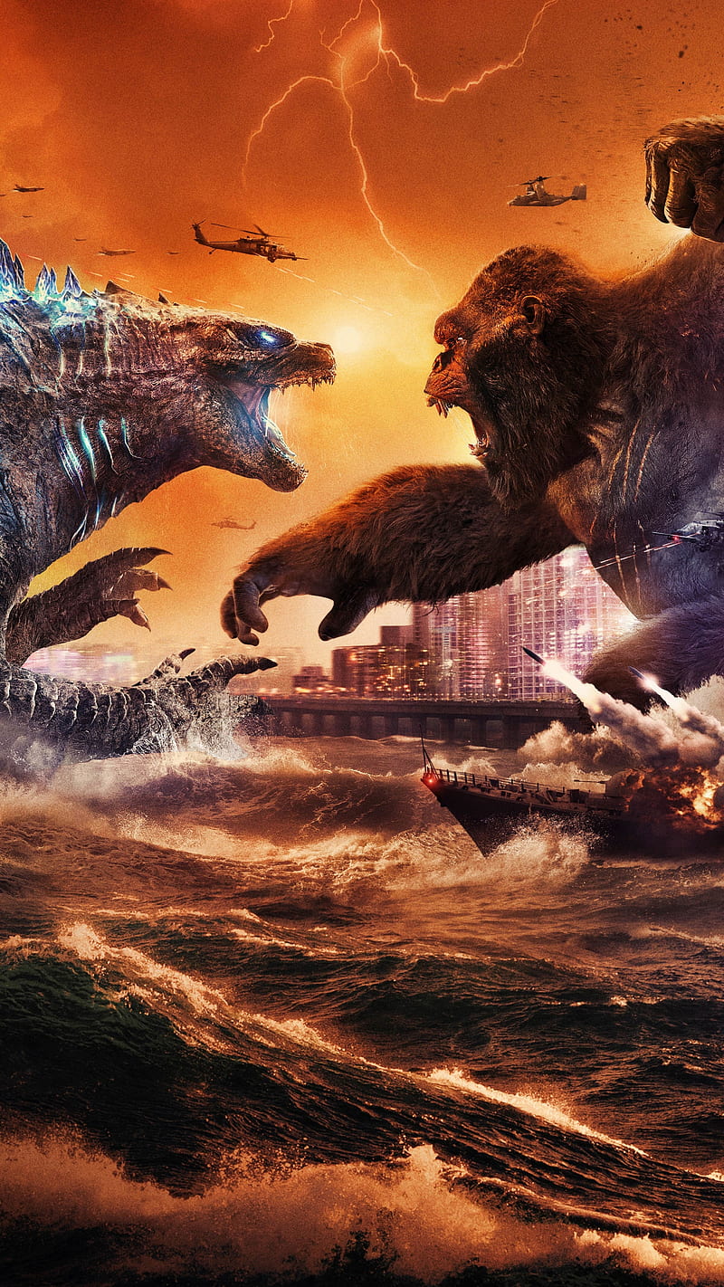 Kong vs Godzilla, heartbreaking, nature, night, sea, sky, starry, HD phone wallpaper