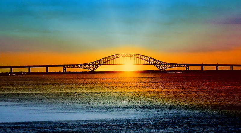 Robert Moses Bridge, oceans, graphy, sunsets, nature, bonito, HD wallpaper