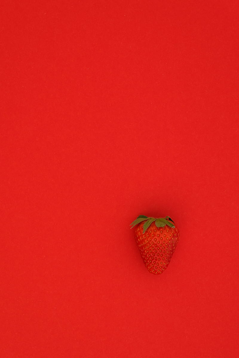 red strawberry fruit on red surface, HD phone wallpaper