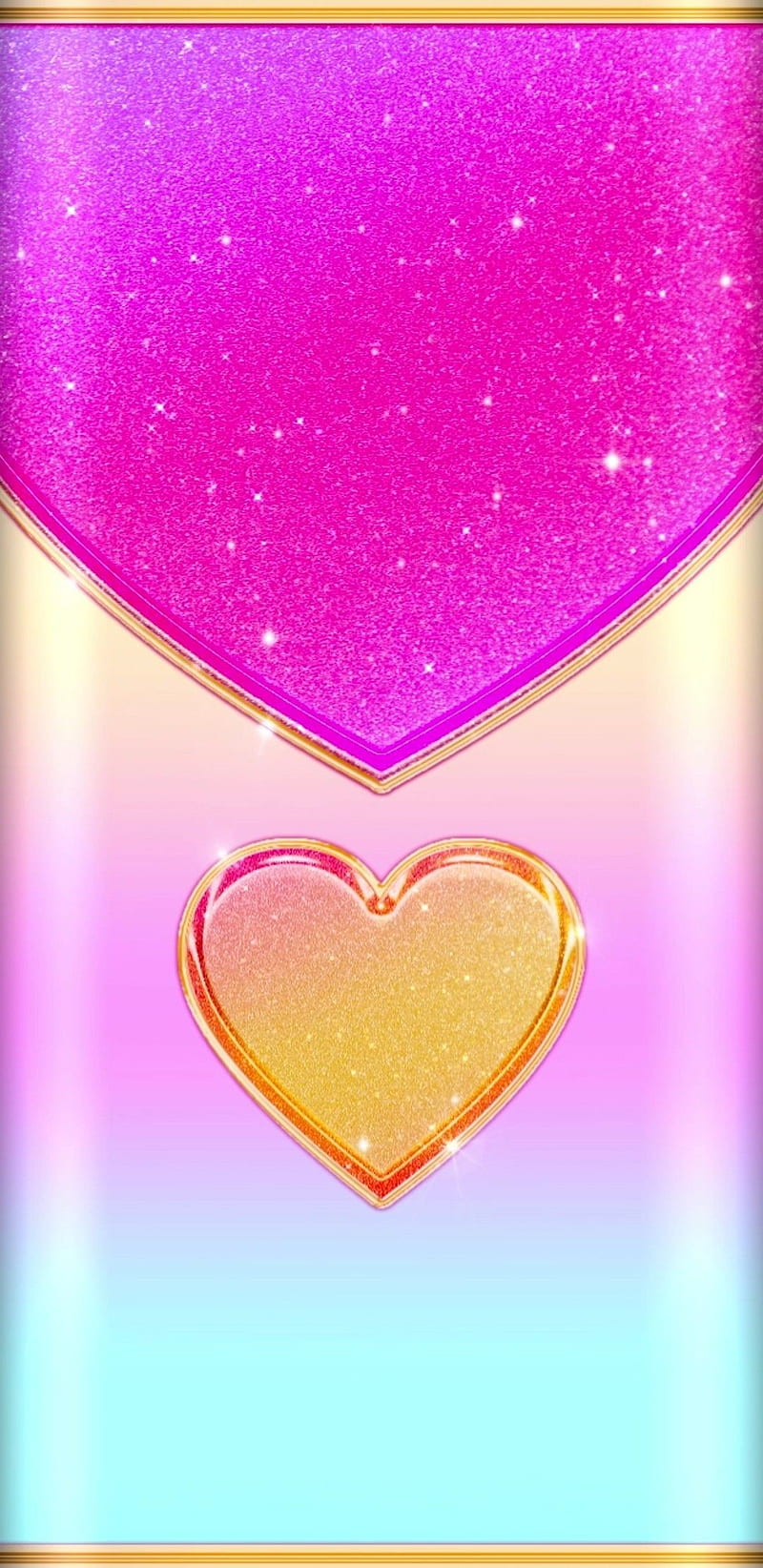 Sparkle envelop, girly, glitter, golden, heart, corazones, hearts , pastel, pink, pretty, HD phone wallpaper