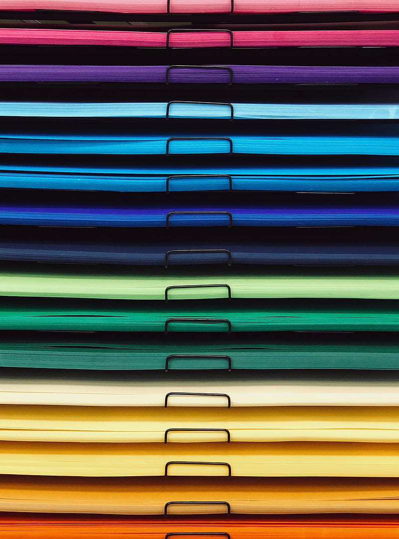 paper, shelves, rainbow, colorful, bright, HD phone wallpaper