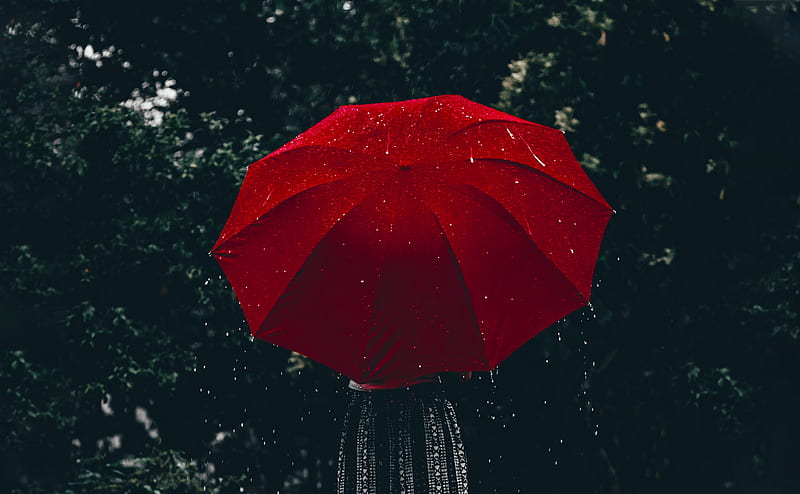 Woman, Red Umbrella, Rain Ultra, Love, umbrella, rain, girl, redumbrella, woman, HD wallpaper