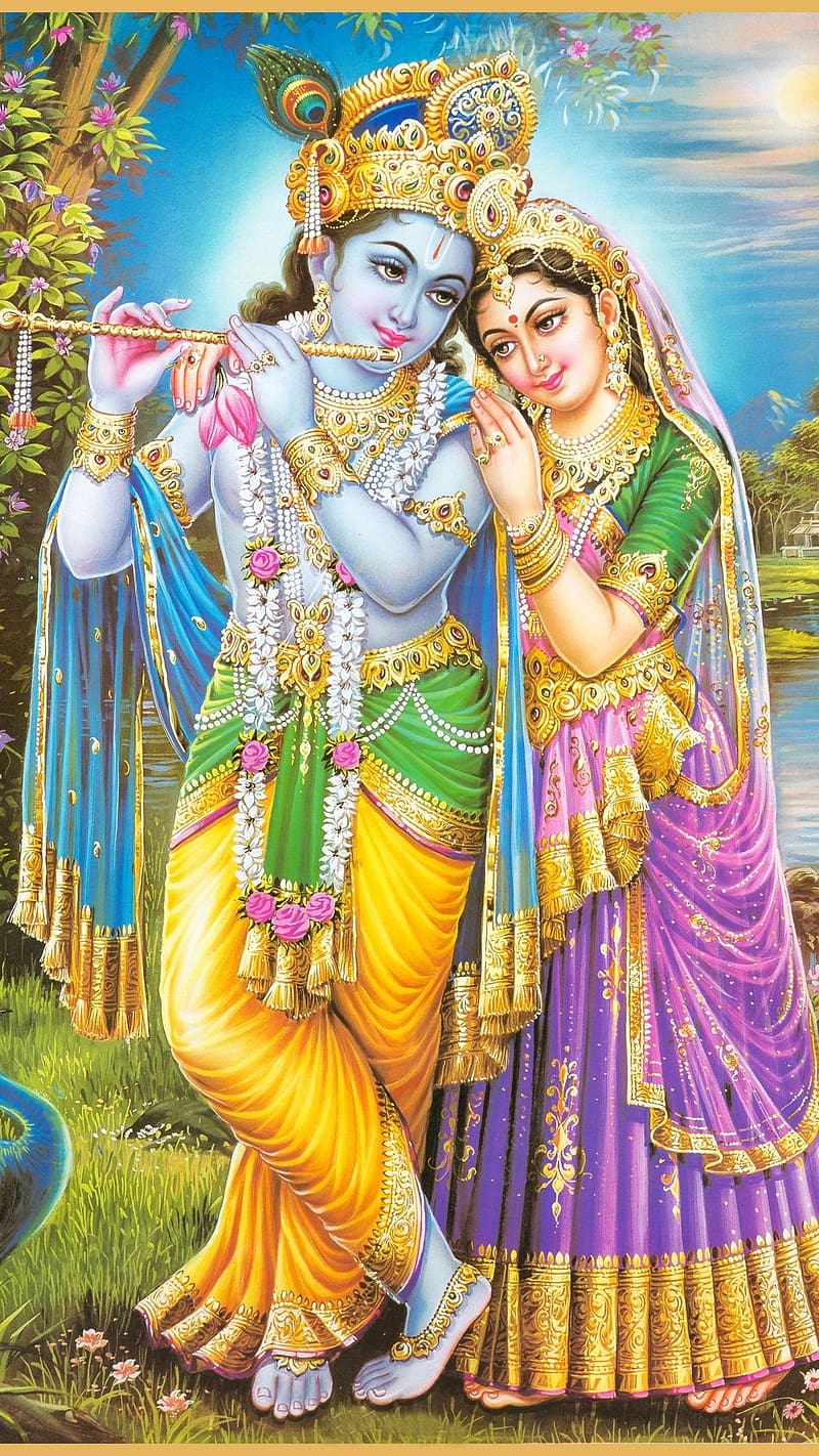 Radha Krishna Ji, Blue Sky Background, lord, god, kanha, HD phone ...